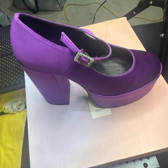 246. NEW SIZE 7 Purple Platform Shoes with Chunky Sole and Ankle Strap - Picture 5 of 7